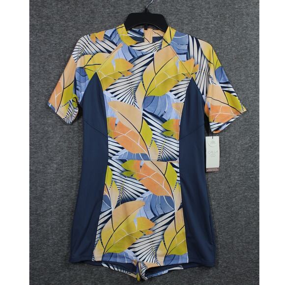 Calia by Carrie Underwood desert Flora Peri dusk zip back paddle suit size 14 - Picture 2 of 6